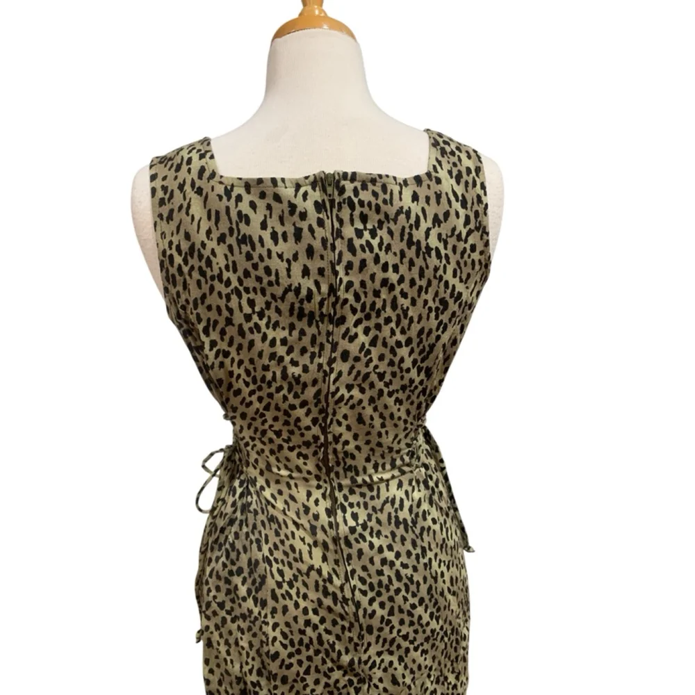 Vntg 90’s Women's Olivia Rose Green & Black Leopard Print Midi Dress, Size 8 - Picture 6 of 8